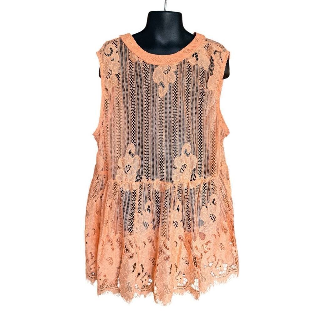 Womens Arizona Jeans Lace Semi Sheer High Neck Sleeveless Top - Sz S